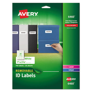 Avery® Removable Multi-use Labels, Inkjet-laser Printers, 1 X 2.63, White, 30-sheet, 25 Sheets-pack freeshipping - TVN Wholesale